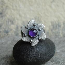 fiolek,fiolet,kwiatek - Pierścionki - Biżuteria