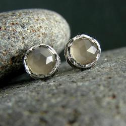 srebro,kamień księżycowy,kolczyki,sztyfty - Kolczyki - Biżuteria