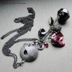 srebro,keishi,turmalin,granat,rubin - Naszyjniki - Biżuteria
