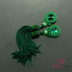 zielone kolczyki,zielone chwosty,długie zielone - Kolczyki - Biżuteria