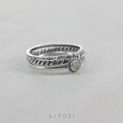 litori,handmade,pierścionki,opal etiopski,boho - Pierścionki - Biżuteria