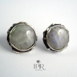Kolczyki srebrne z kamieniami księżycowymi - Kolczyki - Biżuteria