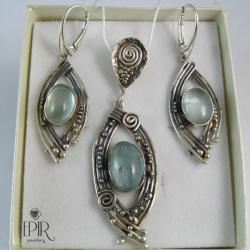 Komplet biżuterii srebrnej z akwamarynami - Komplety - Biżuteria
