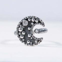 Srebrny pierścionek - księżyc - Pierścionki - Biżuteria