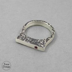 cyrkonia,rubin,srebrny pierścionek - Pierścionki - Biżuteria