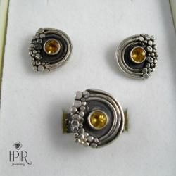 Komplet biżuterii srebrnej z cytrynami - Komplety - Biżuteria