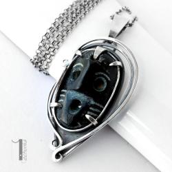 naszyjnik srebrny,maska,czarny,925 - Naszyjniki - Biżuteria