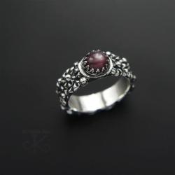 pierścionek,srebrny,z rubinem,romantyczny - Pierścionki - Biżuteria