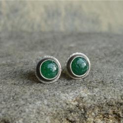 sztyfty z awenturynem,zielone wkrętki - Kolczyki - Biżuteria