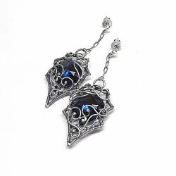 eleganckie kolczyki z szafirowym kryształem - Kolczyki - Biżuteria