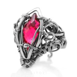 kwarc rubinowy,rubinowy pierścionek,elficki - Pierścionki - Biżuteria