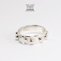 różaniec,pierścień srebrny,obrączka - Pierścionki - Biżuteria