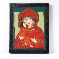 ikona,Matka Boska,Jezus, - Ceramika i szkło - Wyposażenie wnętrz