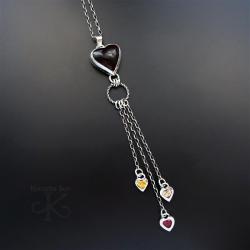 naszyjnik,srebrny,z bursztynem,serce - Naszyjniki - Biżuteria