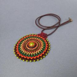 medalion,kolorowy,haft - Wisiory - Biżuteria