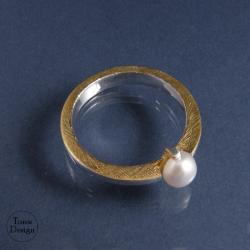 perła,srebrny pierścionek,delikatny - Pierścionki - Biżuteria