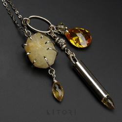 srebrny naszyjnik,cytryn,litori,handmade - Naszyjniki - Biżuteria