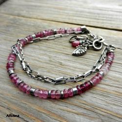 rożowe turmaliny,minimalistyczna - Bransoletki - Biżuteria