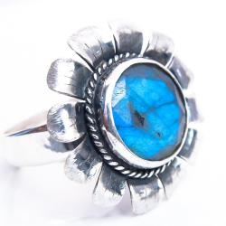 srebrny,regulowany,pierścionek z kwiatem - Pierścionki - Biżuteria