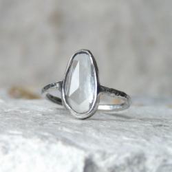 pierścionek z akwamarynem rose cut - Pierścionki - Biżuteria
