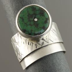 pierścionek z zielonym turkusem - Pierścionki - Biżuteria