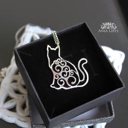 kot,ażurowy,ręcznie wycinany,wisiore - Wisiory - Biżuteria