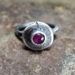 pierścionek z turmalinem,różowy turmalin,srebro - Pierścionki - Biżuteria
