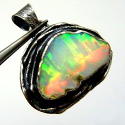opal,blask,surowy,unikat,kamień,srebro,slzachetny, - Wisiory - Biżuteria