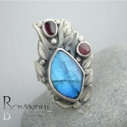 labradoryt,niebieski,pierścien z bajki - Pierścionki - Biżuteria