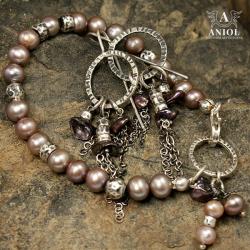 komplet,kolczyki srebrne,bransoleta z pereł - Kolczyki - Biżuteria