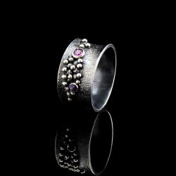 pierścień z rodolitem i ametystem - Pierścionki - Biżuteria