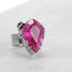 litori,handmade,pierścionek,różowy kwarc,srebro - Pierścionki - Biżuteria