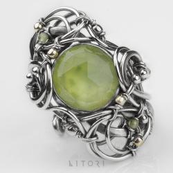 zielony pierścionek,perydot,wrapping,litori - Pierścionki - Biżuteria