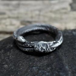 srebrny surowy pierścionek - Pierścionki - Biżuteria