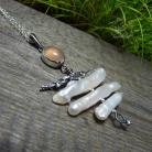 Naszyjniki srebrny,romantycznyu,chalcedon,perłowy,natura