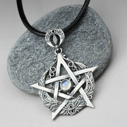 pentagram,księżyc,księżycowy,czarownica,amulet - Wisiory - Biżuteria