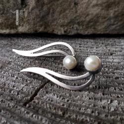 kolczyki srebrne,nausznice,perły,925 - Kolczyki - Biżuteria