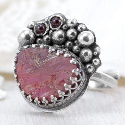 pierścionek z robinem,surowy,rubin,litori - Pierścionki - Biżuteria