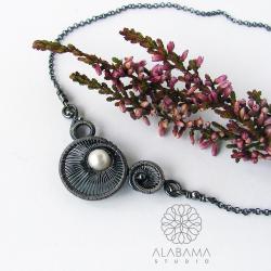 srebrny naszyjnik z perłą,alabama studio - Naszyjniki - Biżuteria