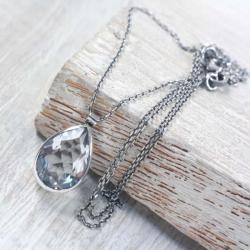 Srebrny naszyjnik z kryształem górskim - Naszyjniki - Biżuteria