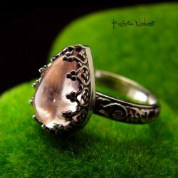 Nehesi,pierścień,srebrny,elfy,delikatny,morganit - Pierścionki - Biżuteria