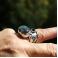 Pierścionki srebrny pierścionek z labradorytem i granatem