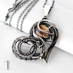 naszyjnik srebrny,kwarc dymny,wire wrapping,925 - Naszyjniki - Biżuteria