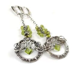 kolczyki,zielone,wire-wrapping,misterne - Kolczyki - Biżuteria