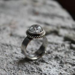 pierścionek kwarc rutyl złoto srebro filigran - Pierścionki - Biżuteria