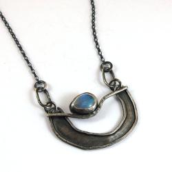 srebrny naszyjnik z kamieniem księżycowym - Naszyjniki - Biżuteria
