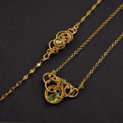 komplet,złocony,pozłacany,wire-wrapping,zielony - Komplety - Biżuteria