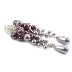 ślubne kolczyki z perłami Swarovski fioletowe - Kolczyki - Biżuteria