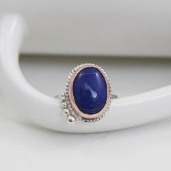 lapis lazuli,niebieski,granatowy,owalny - Pierścionki - Biżuteria