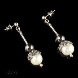 perły,kolczyki z pereł,srebrne kolczyki,sztyfty - Kolczyki - Biżuteria